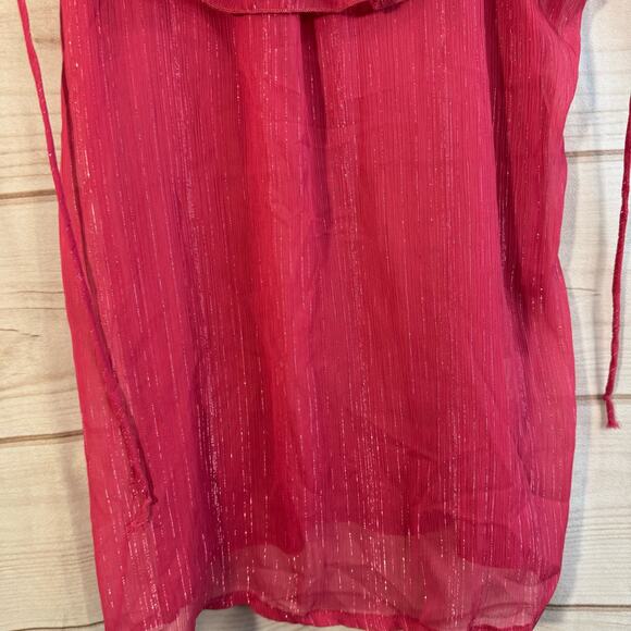 Charlotte Russe Pink Ruffled Neckline Blouse Size Medium - Picture 2 of 6